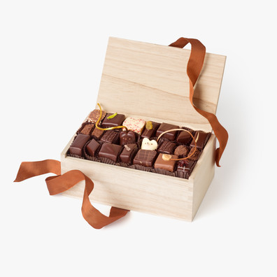 Mother's Day Chocolate Gift Box tied with Ribbon and Wax Seal. Assortment of our iconic signature handmade chocolates.
